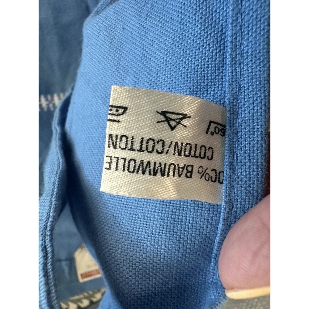 1 Vintage 100% Cotton Apron Embroidered Blue Tie Large Pockets Austrian